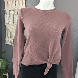 Madewell Ribbed Knit Thermal Sweater Knot Tie Small